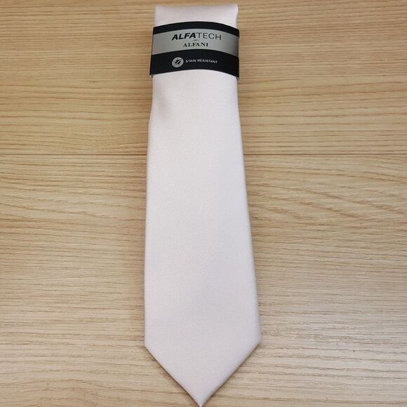 ALFANI Mens Neck Tie Light Pale Pink Solid Textured Stain Resistant ALFATECH - Picture 3 of 7